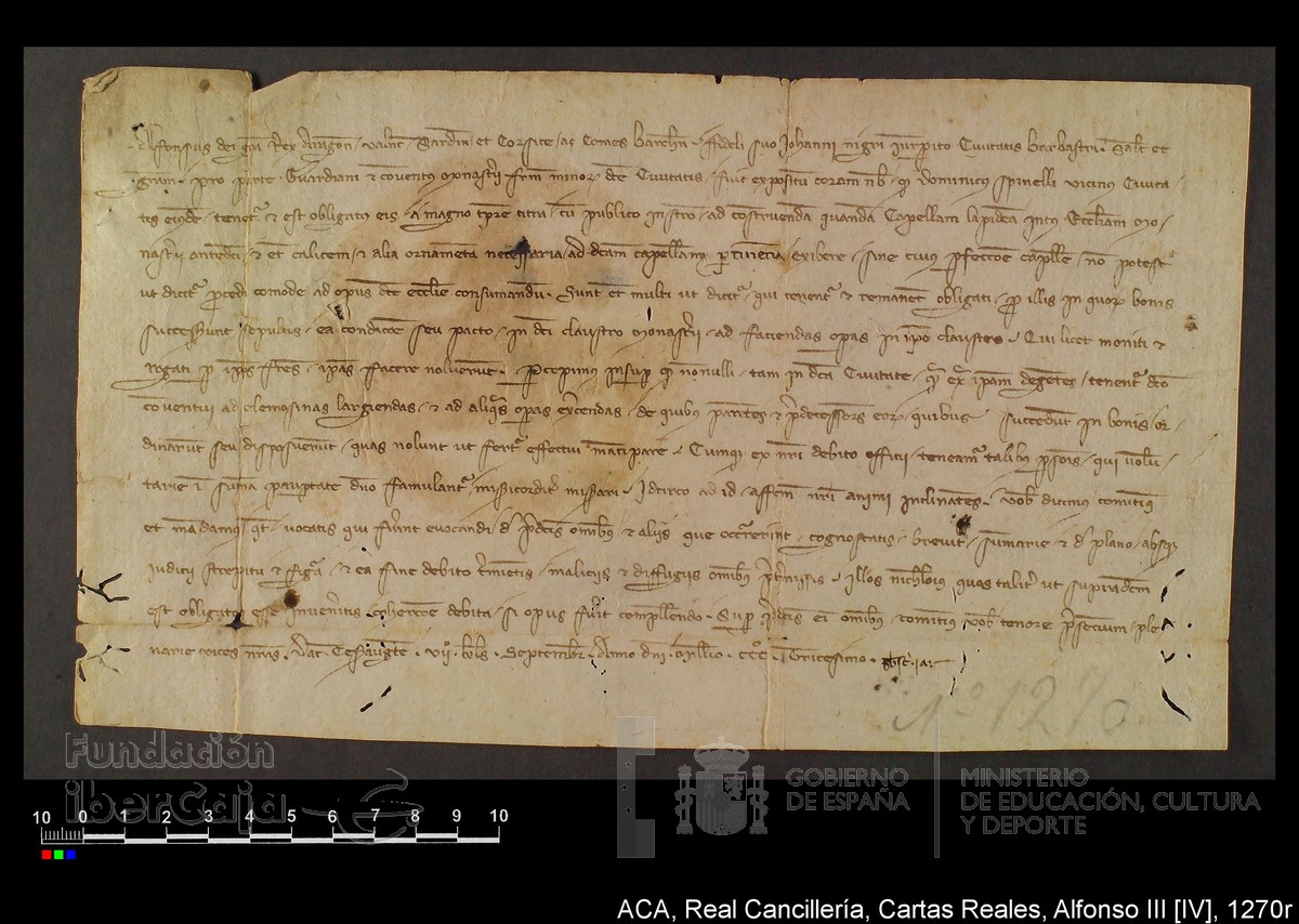 Canciller a cartas reales Alfonso IV caja 10 n 1270 Manda 
