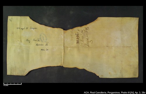 Cancillería,pergaminos,Pedro_IV,carp.305,apéndice_III,nº39/ Época de Pedro IV. (23-08-1352)