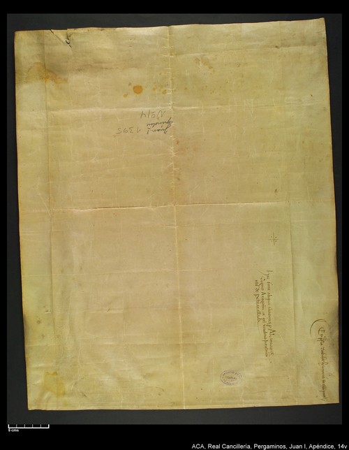 Cancillería,pergaminos,Juan_I,carp.320,apéndice_nº14/ Época de Juan I. (1395)