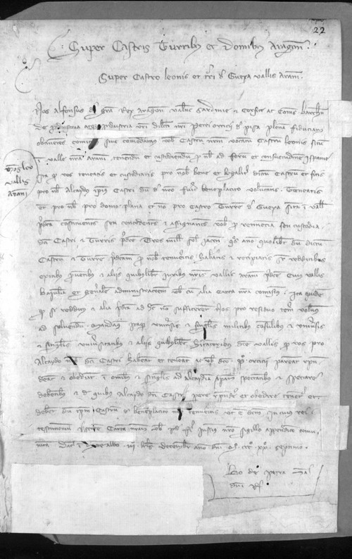 Cancillería,registros,nº561,fol.22/ Tenencia de castillo. (29-11-1327)